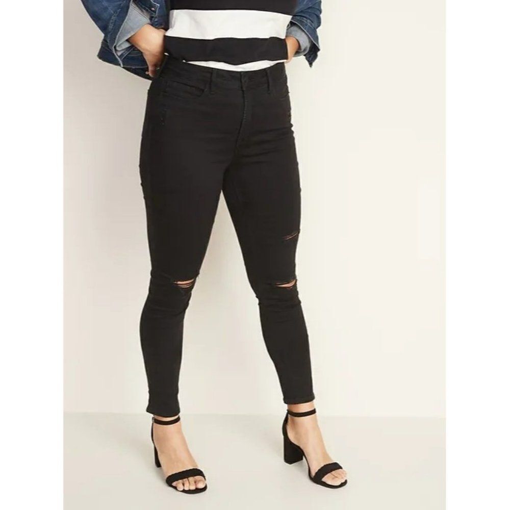 High Waisted Rockstar Super Skinny Distressed Jeans Women's Sz 14